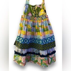 Matilda Jane Apron Dress It’s a wonderful parade Size 6 EUC multicolor